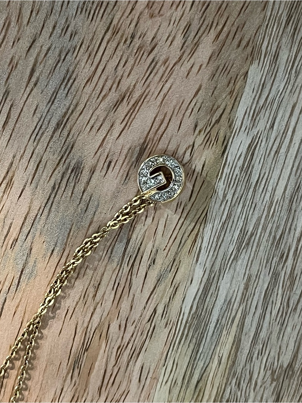 Givenchy Gold Crystal 'G' Disc Pendant Necklace